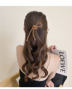 ワイヤーポニー ヘアゴム ヘアワイヤー アレンジワイヤー 大人っぽい 髪飾り 髪どめ ヘアアクセサリー まとめ髪 シンプル リボン 細 結婚