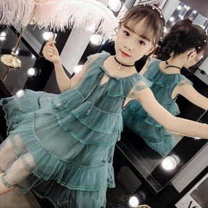 子供服 ワンピース キッズ 子供ドレス dress 韓国子供服 ジュニア 女の子 夏 ノースリーブ 膝丈 レース カジュアル おしゃれ 可愛い 通学