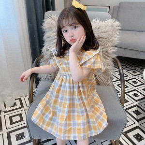 ワンピース キッズ 子供服 女の子 夏 キッズワンピース 半袖ワンピース フリル チェック柄 子供ドレス ベビー服 お姫様 おしゃれ 可愛い 