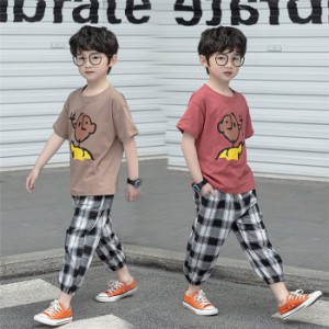 子供服 セットアップ 夏 男の子 ジャージ キッズ 韓国子供服 上下セット 2点セット 半袖 Tシャツ パンツ ベビー服 男児 通学着