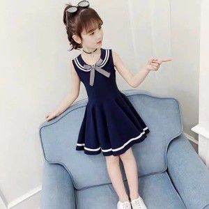 ワンピース キッズ 子供服 女の子 夏 キッズワンピース 膝丈ワンピース ノースリーブ 丸襟 子供ドレス ジュニア 子ども お姫様 おしゃれ 