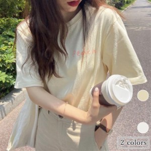 Tシャツ 半袖 レディース 半袖Tシャツ ゆったり もも柄 カットソー ラウンドネック サマーTシャツ ピーチ柄 トップス 夏 ゆったりTシャツ