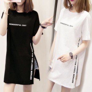 送料無料 半袖ロンt レディース 半袖tシャツ ロングtシャツ ロングブラウス ゆったり サイドスリット おしゃれ ビッグt ロンティー ティ