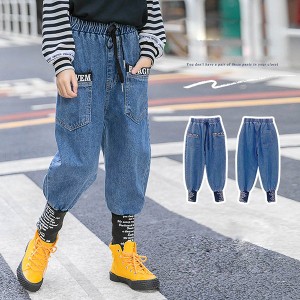 子供服 ロングパンツ 長ズボン キッズ 春服 女の子 ボトムス ストレッチパンツ ウェストゴム 伸びる ジーンズ デニムパンツ 韓国子供服 