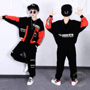 韓国子供服 2点セット ジャージ スウェット 男の子 春秋 キッズ セットアップ ジュニア服キッズ ダンス 衣装 ヒップホップ セットアップ 