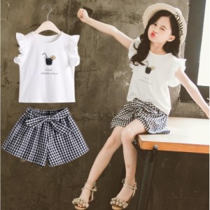 韓国こども服 セットアップ 子供服 上下 2点セット半袖Tシャツ トップス パンツ カジュアルパンツ サルエル 女の子 可愛いスタイル シン