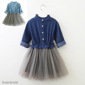 子供服 ワンピース 女の子 長袖 子供ドレス dress キッズ 春秋 膝丈ワンピース ロングTシャツ トップス 韓国子供服 ジュニア カジュアル 