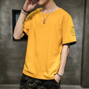 Tシャツ メンズ 半袖 韓国 ファッション おしゃれ 丸首Tシャツ Tシャツ カットソー 夏 春 夏Tシャツ メンズ 2021 春 新作