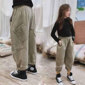 子供服 キッズ ロングパンツ デニム サルエルパンツ ジーンズ ジーパン女の子 ジュニア こども服 ゆったり カジュアル 長ズボン ブリーチ