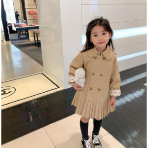 子供服 女の子 子供コート トレンチコート スプリングコート アウター 長袖 春秋 春コート ジャケット ロングコート キッズコート 防風 