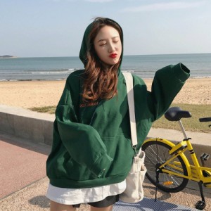 韓国 トレーナー パーカー トップス 長袖 ストリート風 ダーク系 ファッション レディース カップル服 ダンス カジュアル 春夏秋 ゆるい 