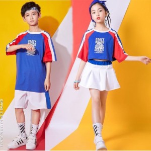 キッズダンス衣装 ヒップホップ チアガール  セットアップ チア パンツ スカート 子供 男の子 女の子 ガールズ ジャズダンス ステージ衣