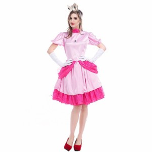 ピーチ姫 マリオ お姫様 ドレス  高品質 ハロウィン 衣装 cosplay 仮装 マリオ風 pink pricess 文化祭 学園祭 パーティー 舞台 イベント 