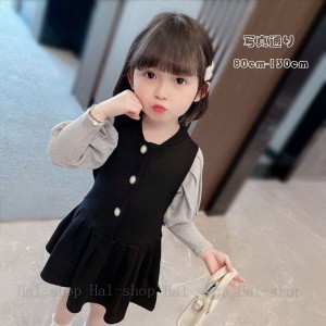 ワンピース ブラック 子供服 フォーマル 七五三 女の子 幼児 ワンピース 長袖 アンサンブル 膝丈上 オシャレ 入園式 卒園式 入学式 コー