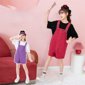 子供服 セットアップ キッズ 女の子 半袖 2点セット 上下セット Tシャツ 薄手 サロペット おしゃれ 涼しい 可愛い