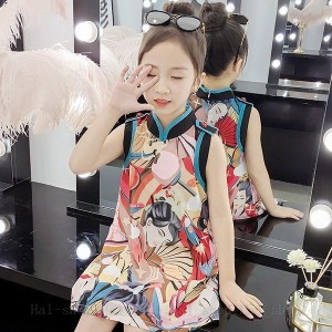 ワンピース ノースリーブ 子供服 夏 キッズワンピース 薄手 花柄ワンピース チュニック 子供ドレス ジュニア おしゃれ 可愛い 涼しい 新