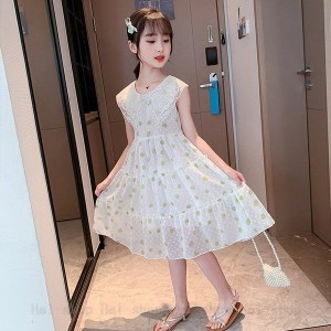 キッズ 子供服 ワンピース 女の子 キッズワンピース シフォンワンピース 折り襟 ドット柄 チュニック 子供ドレス お姫様 おしゃれ カジュ