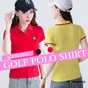 ゴルフシャツ レディース 半袖 トップス 夏 通気 ゴルフウェア クールビズ ビジネス ポロシャツ POLO 大きいサイズ 薄手 吸汗速乾 体型カ