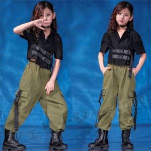 キッズダンス衣装 ヒップホップ   セットアップ サルエルパンツ カーゴパンツ 子供服 女の子 男の子 ステージ衣装 演出服 練習着 舞台衣