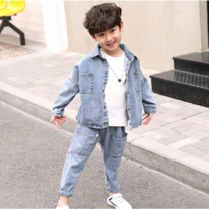 キッズ デニム 上下セット 子供服 セットアップ 男の子 ジージャン デニムパンツ ジーンズ 春夏 オシャレ ジャケット ジュニア