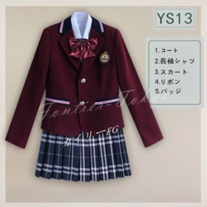 女の子スーツ 上下セット 卒業式 女子高校生 学生服 バッジ プリーツスカートスーツジャケット 制服 スカート ネクタイ 女子高校生 5点セ