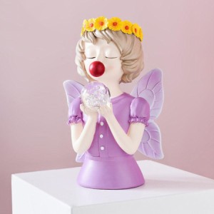 かわいい女の子ドライフラワー花瓶樹脂ホームオフィスデスク彫刻Butterfly_Purple