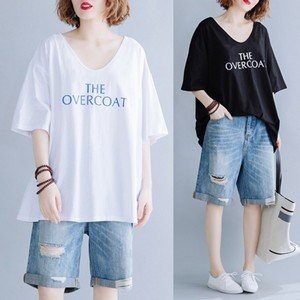 Tシャツ tシャツ レディース 半袖tシャツ 半袖 Vネック 英字プリント 夏tシャツ ゆったり 大きいサイズ 体型カバー おしゃれ 着痩せ 夏物