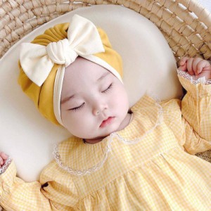 帽子 ターバン風 ベビー 赤ちゃん リボン シンプル 可愛い 送料無料 無地 キャップ 赤ん坊 乳児 幼児 新生児 おしゃれ かわいい プレゼン