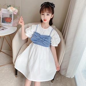 子供服 ワンピース 160 韓国子ども服 キッズ 女の子 夏服 半袖ワンピース 蝶結び 子供ドレス 結婚式 誕生日 ベビー服 ジュニア お姫様 お