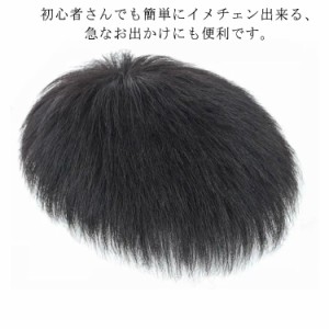  白髪隠し トップカバー トップピース 部分ウィッグ 人毛100% 付け毛 メンズ用 ヘアピース つむじ ショート 前髪ウィッグ トップカバー 