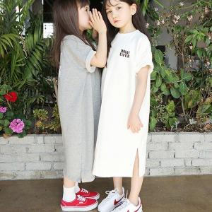 子供服ワンピース 女の子 キッズ 韓国子供服 半袖 プリント スリット ジュニア 女子 おしゃれ フレアワンピース 120 130 140 150 160