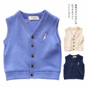 ベビーベスト 子供服 ベスト 赤ちゃん 前開き 男の子 ボーイズ 袖なし キッズ服 チョッキ 可愛い Vネック 無地 春秋 トップス お洒落 お