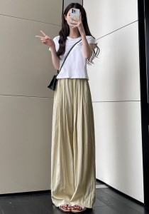 アイスシルクパンツ ワイドパンツ レディース ひんやり 涼しい 薄手 UVカット ガウチョパンツ シワ加工 接触冷感  夏 ワイド リラックス 