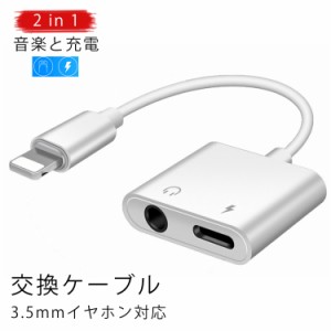 同時充電 2in1 iPhone 3.5mm ケーブル iPhone イヤホン 変換ケーブル XR アダプター コネクター ライトニング Lighting Pro 充電 音楽再