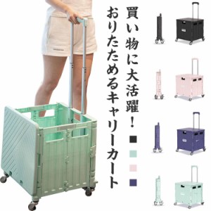 キャリーカート 折りたたみ ふた付き 45L 買い物カート ショッピングカート コンテナ カート 軽量 買い物 台車 アウトドア キャンプ スポ