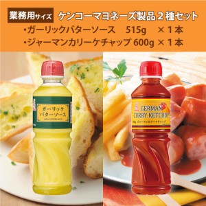 ケンコーマヨネーズ / ガーリックバターソース　515g×1本・ジャーマンカリーケチャップ　600g×1本　業務用大型2本セット / 