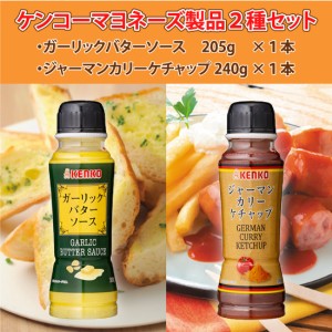 ケンコーマヨネーズ / ガーリックバターソース　205g×1本・ジャーマンカリーケチャップ　240g×1本　家庭用小型2本セット / 