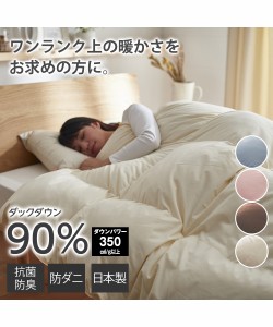 寝具 掛け布団 日本製 抗菌防臭 防ダニ 羽毛布団 ダックダウン90％ アイボリー〜ブルー系 ダブル ニッセン nissen