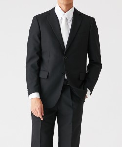 スーツ フォーマル 大きいサイズ ビジネス メンズ アジャスター付 シングル2つボタン＋ツータック パンツ 黒 E5/E6/E7/E8 ニッセン nisse
