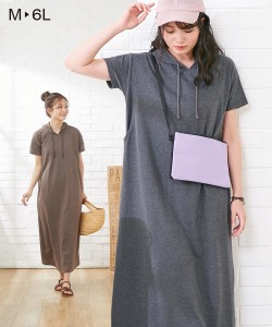 ワンピース マタニティ ママ 産前 産後 授乳服 ゆったり マキシ丈 パーカー チャコール杢/ネイビー/ベージュ M/L ニッセン