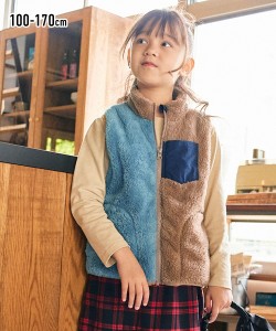 ベスト キッズ あったか ボア 男の子 女の子 子供服 ジュニア服 オフホワイト/チャコール/ベージュ 身長100/110/120/130cm ニッセン niss