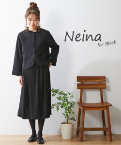 喪服 ワンピース 大きいサイズ レディース 礼服 Neina 洗える防しわナチュラル ノーカラー アンサンブル ジャケット ＋フリル カラー 有 