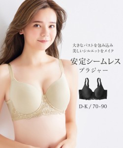 ブラジャー ワイヤー入り レディース グラマーサイズ きれいなシルエットをつくる安定モールド 脇高 黒 I70〜J80 インナー 女性 ニッセン