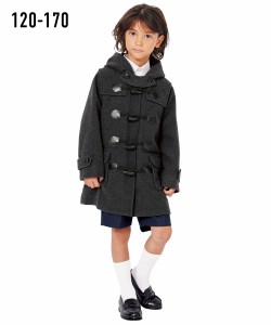 コート ダッフル キッズ ウール混 女の子 男の子 身長120/130cm チャコールグレー/紺 子供服 ジュニア 冬 アウター 通学 制服 スクール 