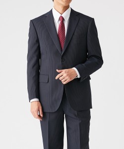 スーツ ビジネス メンズ 洗えるツー パンツ シングル2つボタン＋ツータック 2本 ネイビー系 E5〜K8 ニッセン nissen