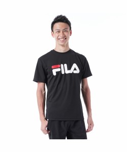 FILA スポーツウェア トップス メンズ ビッグロゴ ドライ 半袖 Tシャツ 吸水速乾 UVカット ユニセックス ネイビー/ブラック 3L/4L/5L ニ