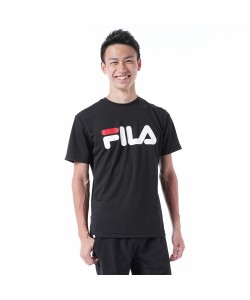 FILA スポーツウェア トップス メンズ ビッグロゴ ドライ 半袖 Tシャツ 吸水速乾 UVカット ユニセックス ネイビー/ブラック 6L/8L/10L ニ