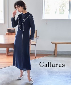 ドレス ワンピース レディース 結婚式 パーティー オケージョン Callarus Front Pleats Lace Design Onepiece Dress 有 ネイビー系/黒系 