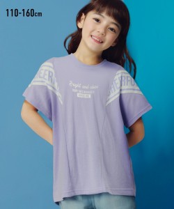 Tシャツ カットソー キッズ 切替ドルマンスリーブ 女の子 子供服 ジュニア服 パープル/黒 身長140/150/160cm ニッセン nissen