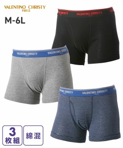 パンツ ボクサー メンズ ヴァレンチノクリスティ 綿混 前開き ボクサーパンツ 3枚組 3枚組 M/L/LL ニッセン nissen